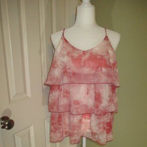 NWOT Pink Lily Ruffle Tank Top M